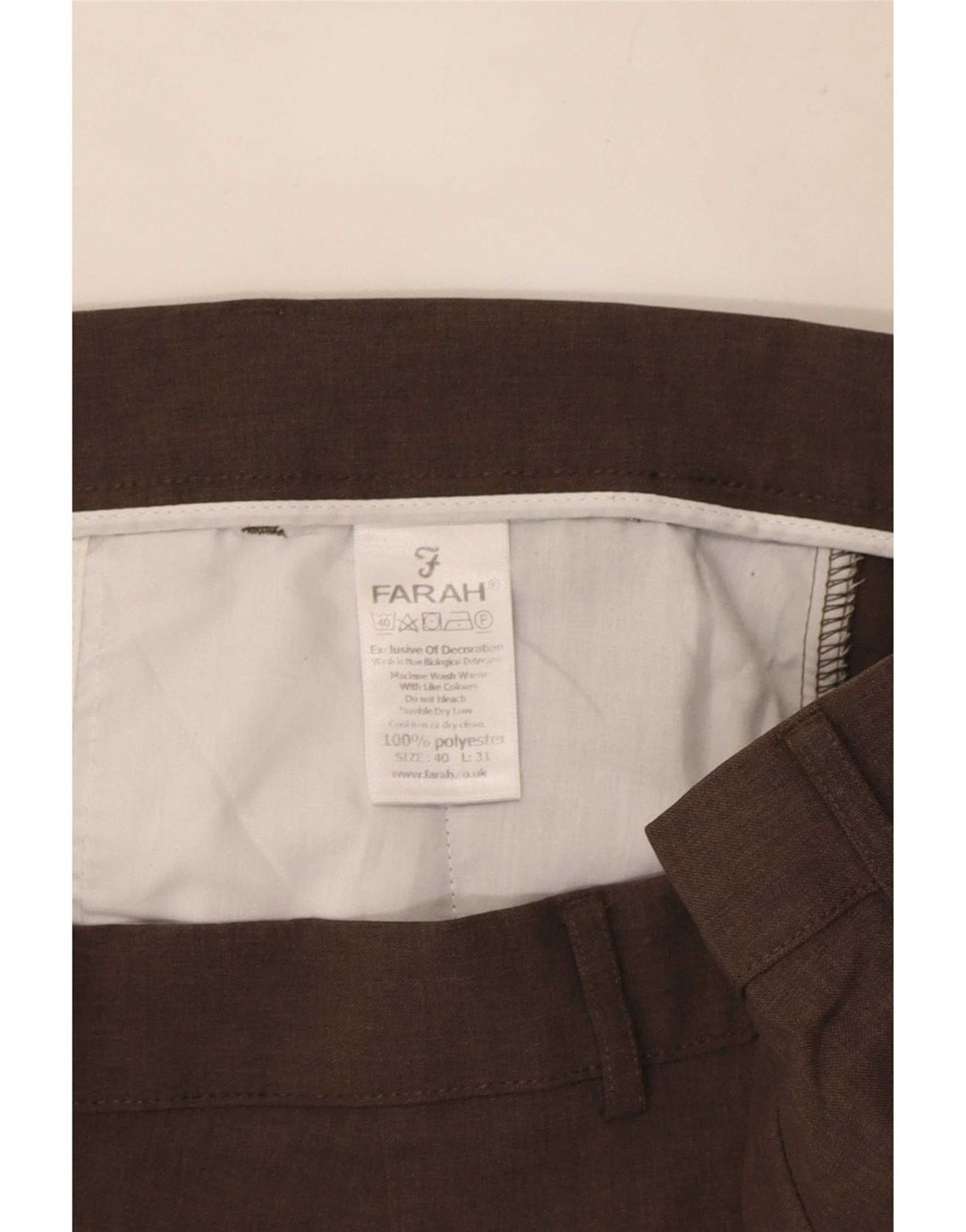 Farah Hombre Pantalón Chino Recto W40 L31 Poliéster Marrón