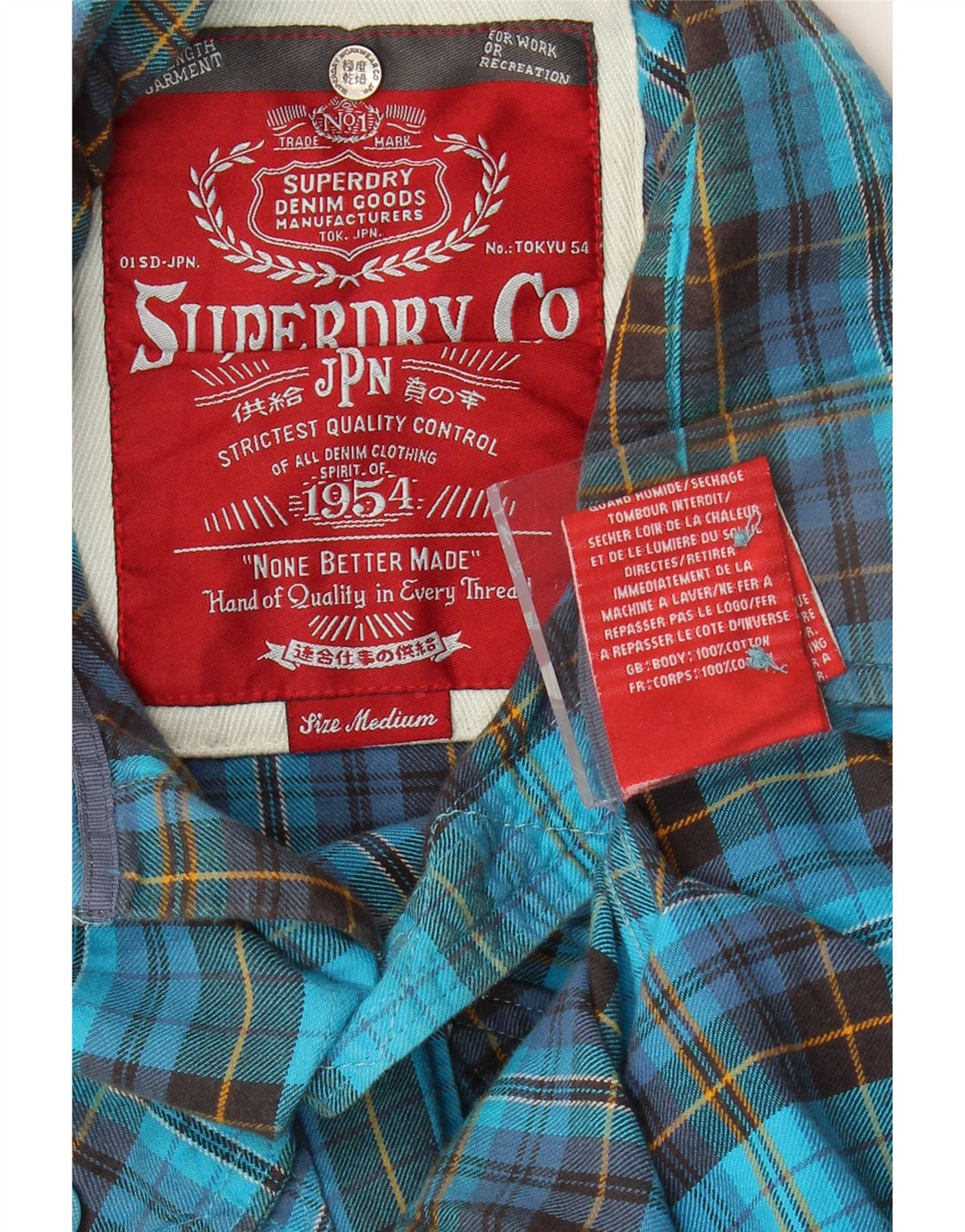 Superdry Camisa De Franela De Algodón A Cuadros Azul Medio