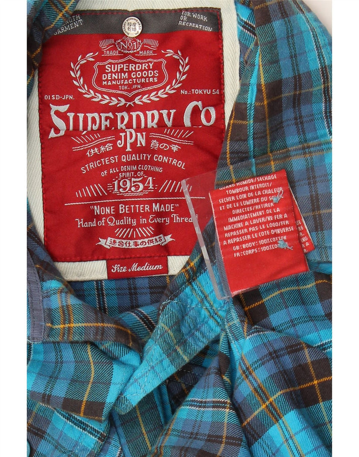 Superdry Camisa De Franela De Algodón A Cuadros Azul Medio