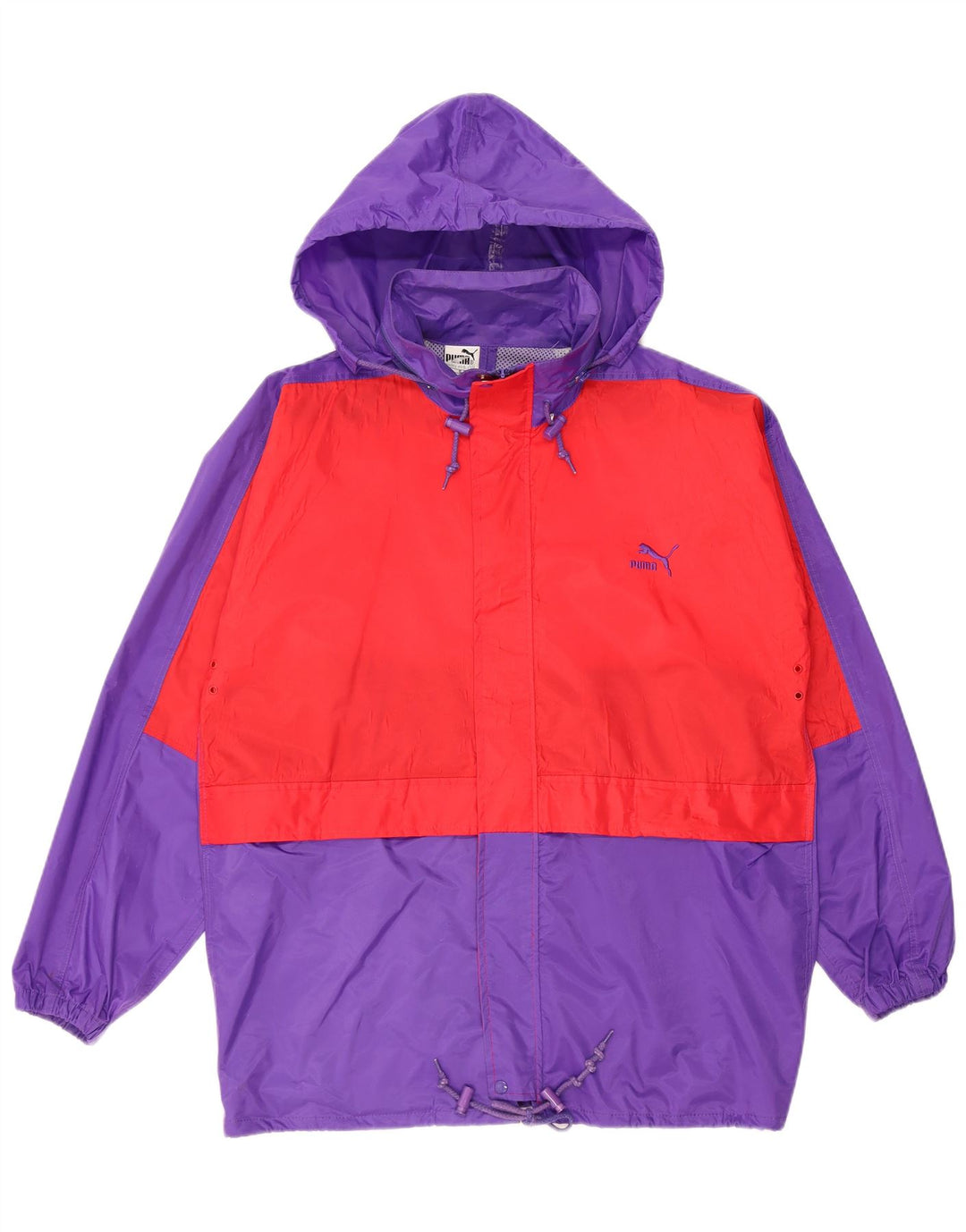 PUMA Chaqueta impermeable extragrande con capucha para hombre UK 36 Small Púrpura Colorblock