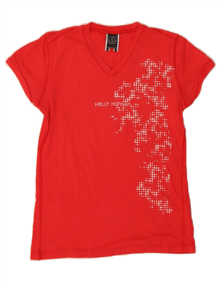 HELLY HANSEN Womens Graphic T-Shirt Top UK 12 Medium Red Spotted Cotton Vintage Helly Hansen and Second-Hand Helly Hansen from Messina Hembry 