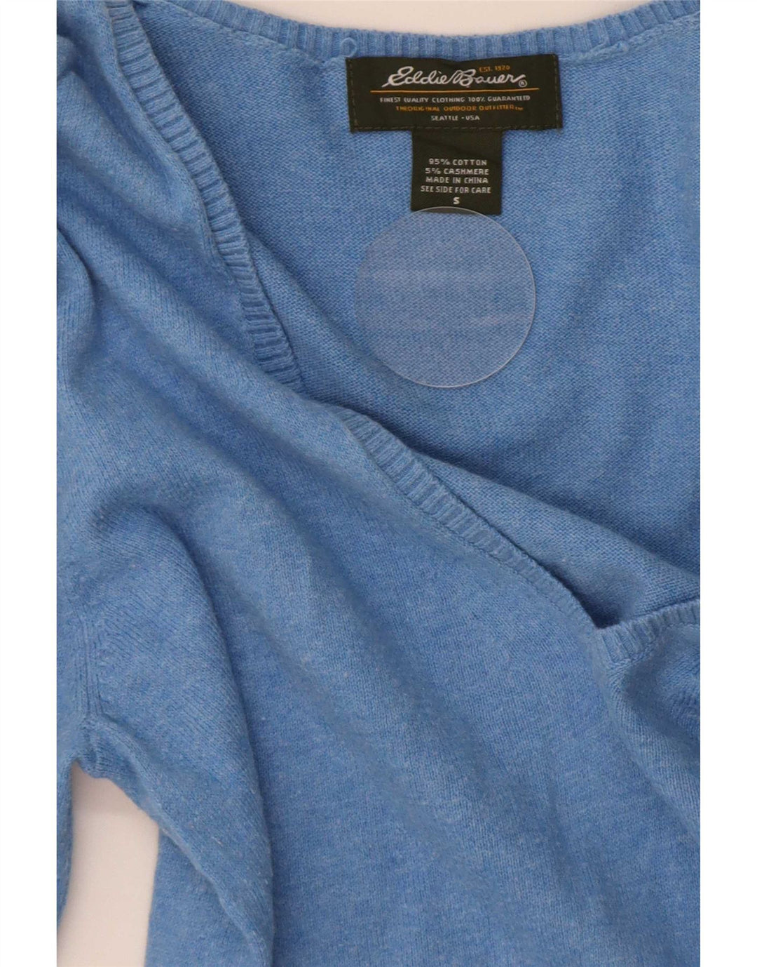 Eddie Bauer - Jersey con cuello en V para hombre, talla pequeña, algodón azul