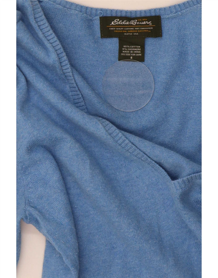 Eddie Bauer - Jersey con cuello en V para hombre, talla pequeña, algodón azul