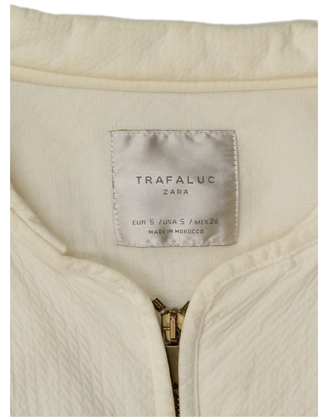 ZARA Chaqueta bomber corta extragrande para mujer Reino Unido 10 Small Off White Geométrico