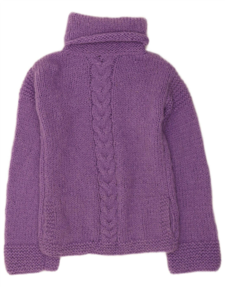 Vintage mujer rollo cuello jersey suéter Reino Unido 12 lana púrpura mediana