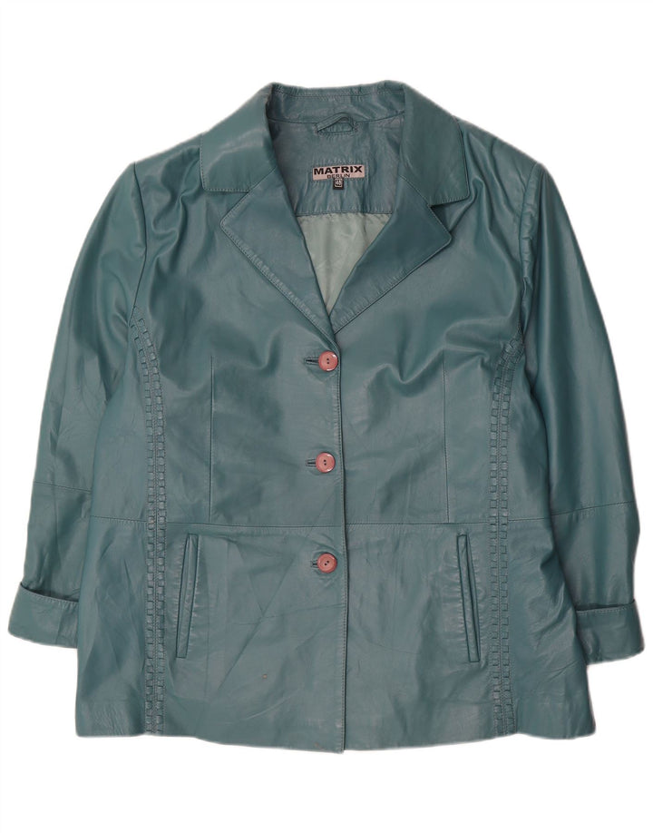 Chaqueta de cuero vintage para mujer EU 48 2XL cuero verde