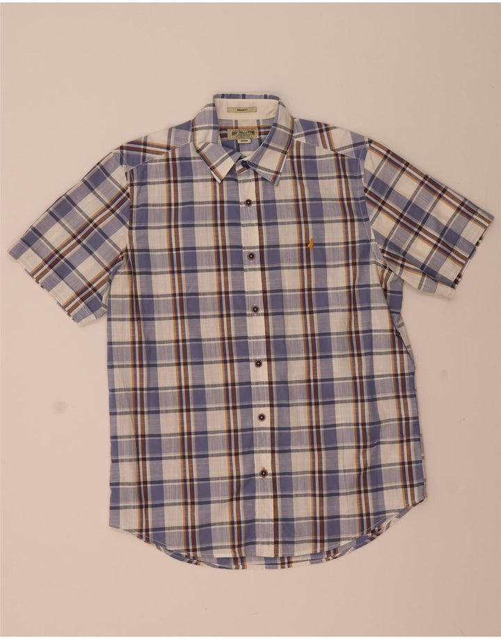 Camisa Marlboro Classics Hombre Manga Corta Regular Fit Cuadros Azul Medio