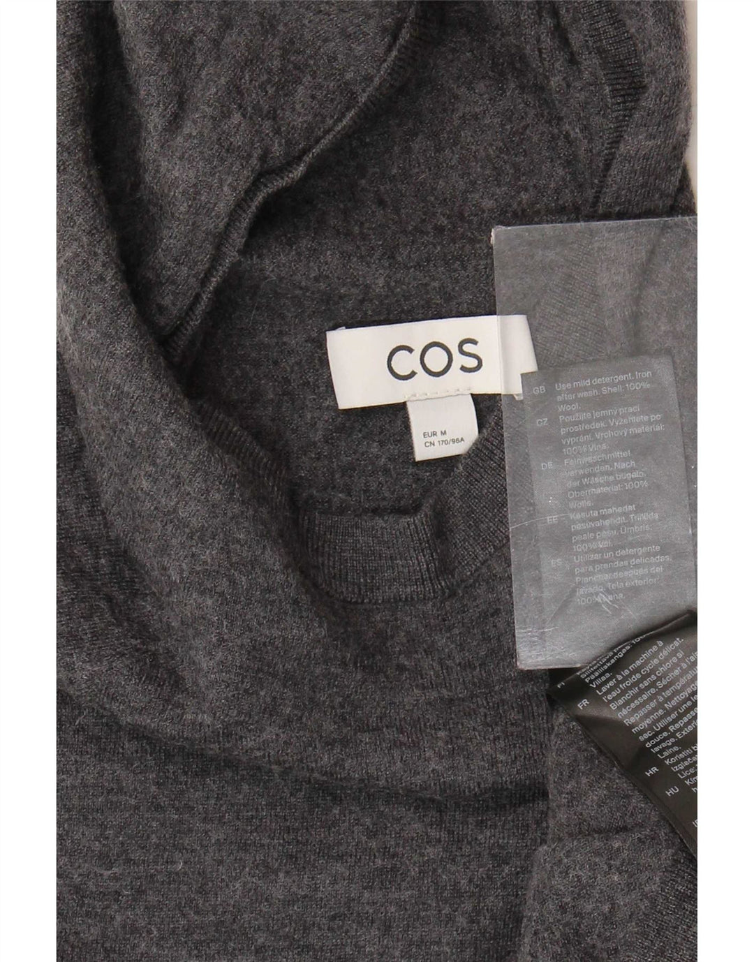 Cos Suéter corto con capucha para mujer UK 14 Lana gris medio