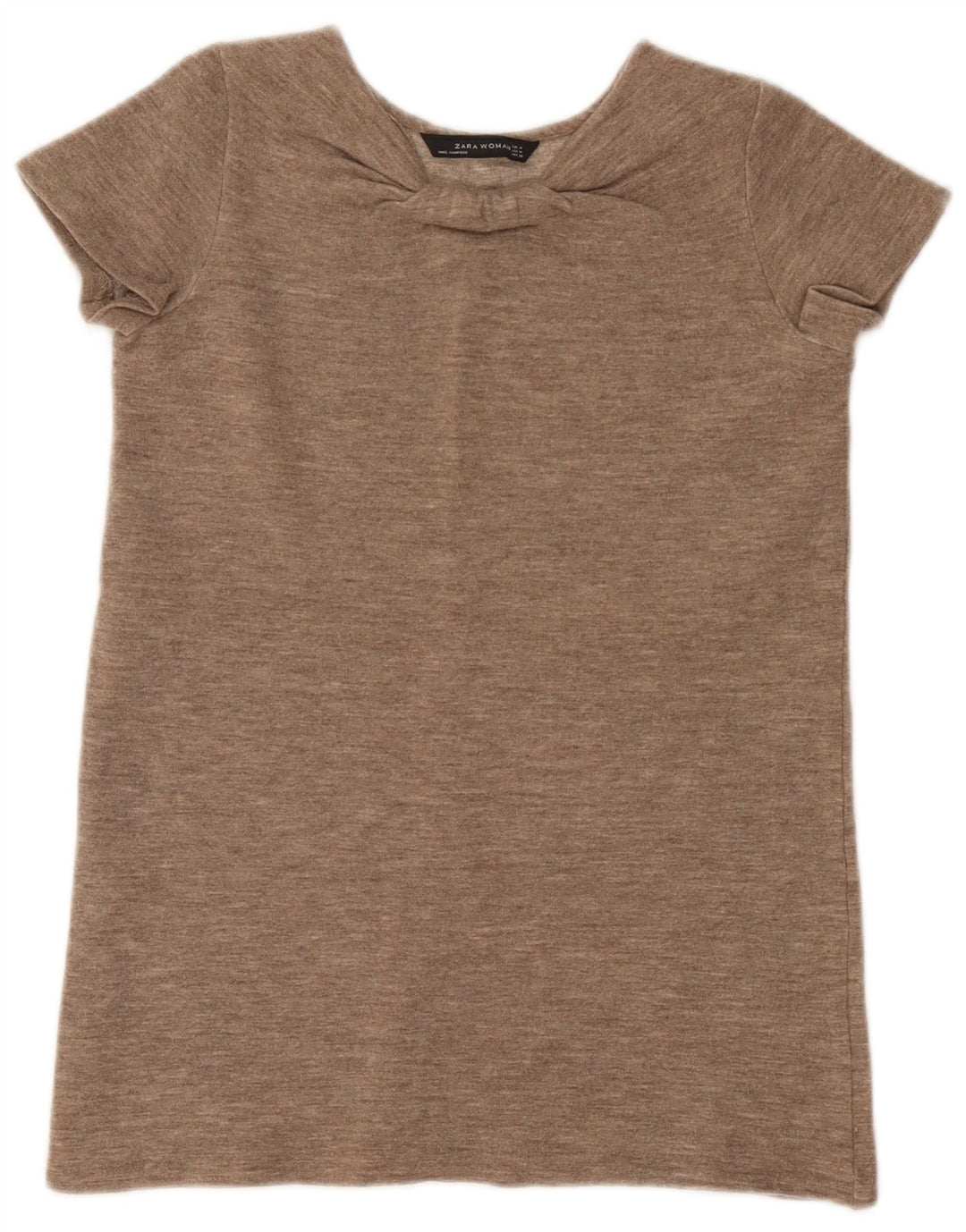 Zara Mujer Camiseta Top UK 42 Marrón Medio Moteado