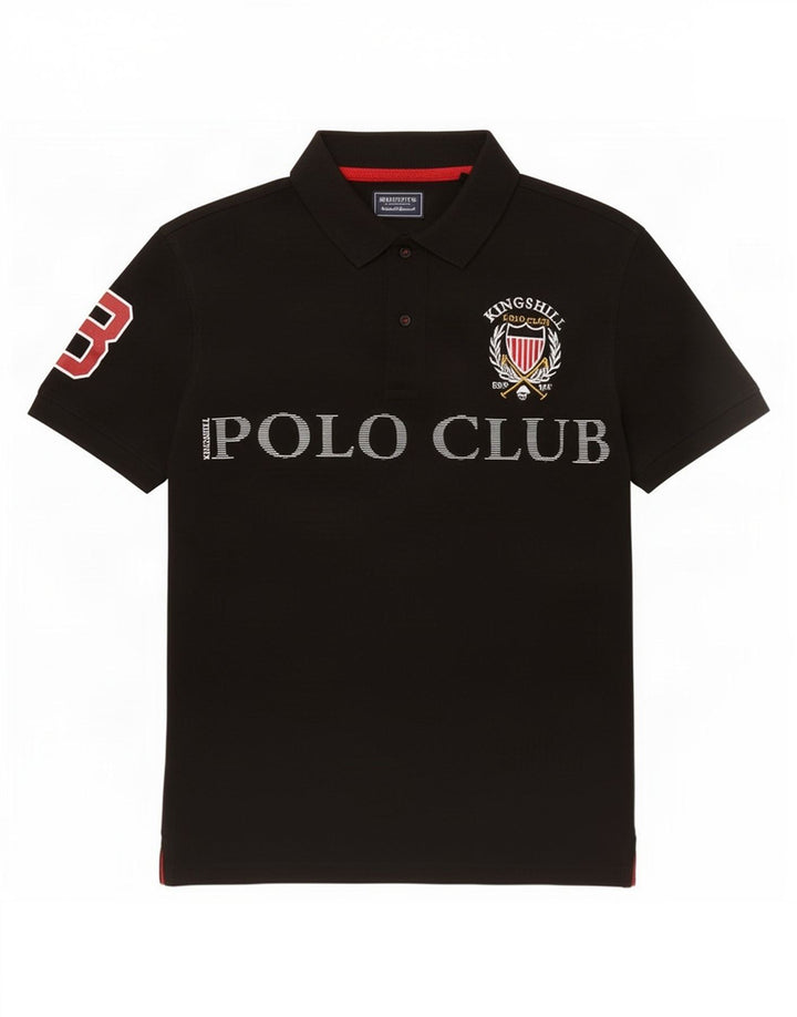 Polo gráfico para hombre de algodón negro pequeño