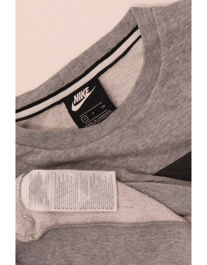 Nike Sudadera con gráfico y diseño tipo jersey de algodón color block en gris pequeño para hombre