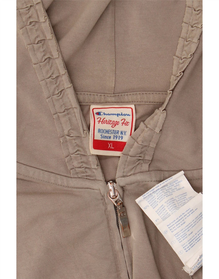 CHAMPION Suéter con capucha y cremallera Heritage Fit para mujer UK 18 XL Algodón beige