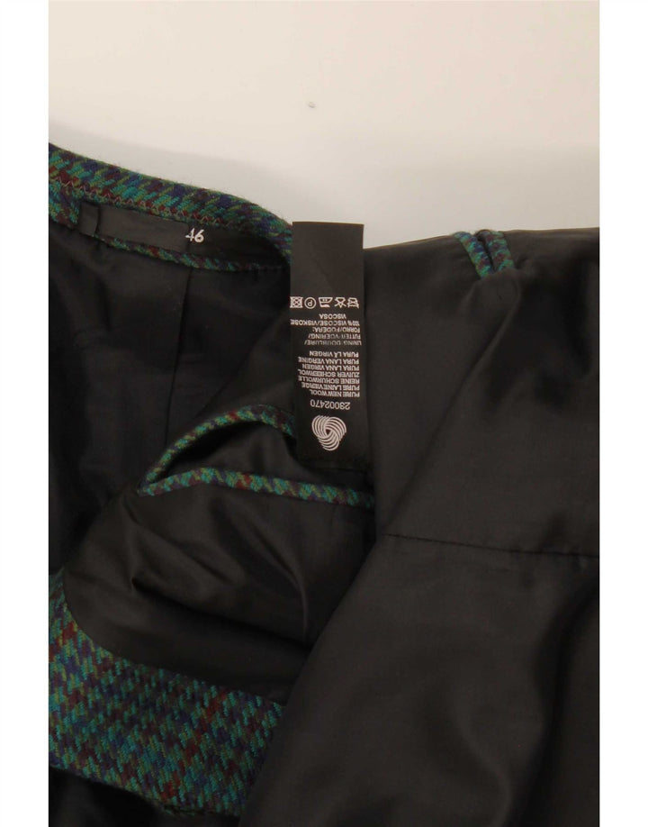 Vintage hombres 2 botones Blazer chaqueta IT 46 pequeña lana verde pata de gallo nueva