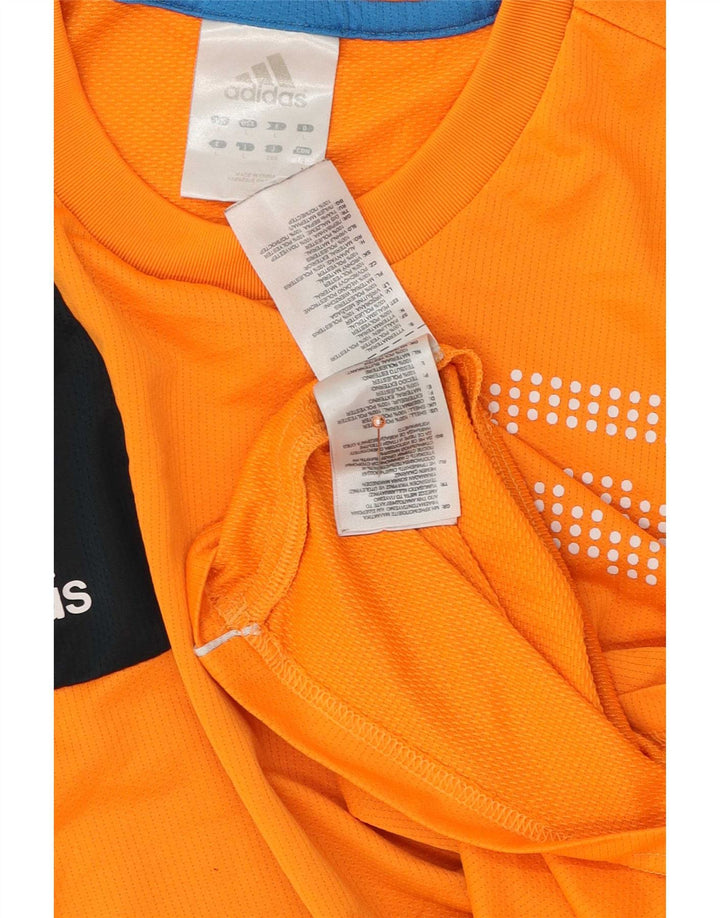 Adidas Hombre Camiseta Gráfica Top Grande Naranja Colorblock Poliéster