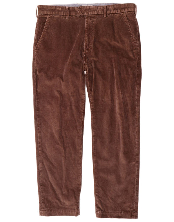 Marks & Spencer Mens Straight Corduroy Trousers W36 L29 Brown Cotton