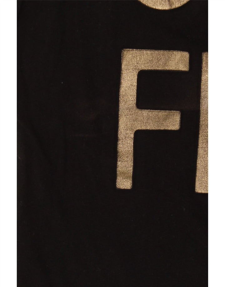 Trussardi Jeans Mujer Camiseta Gráfica Top UK 44 Medium Negro