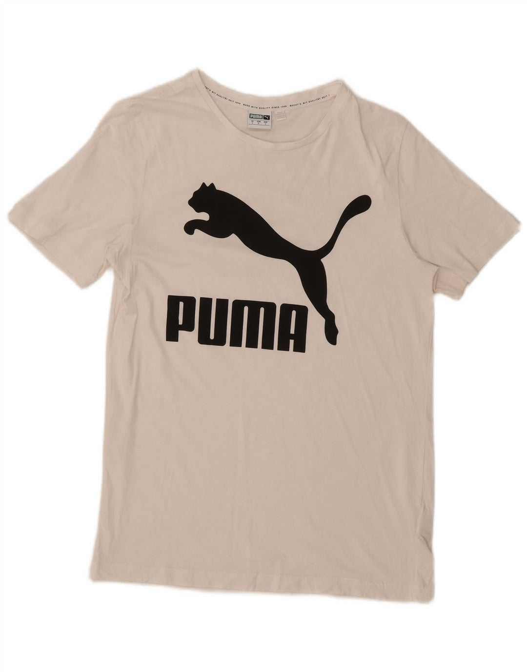 Puma Camiseta gráfica para hombre Top Small White Cotton