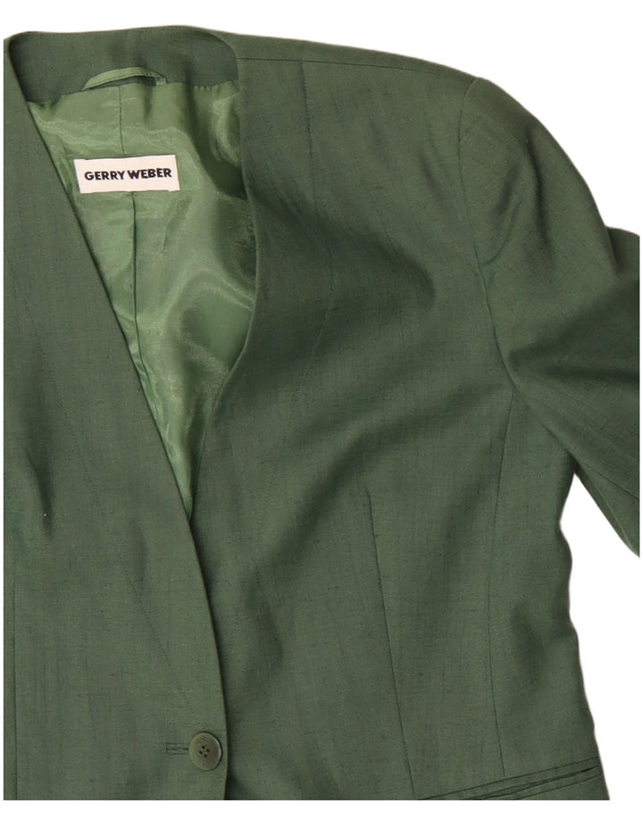 Gerry Weber Chaqueta tipo blazer de 1 botón para mujer EU 38 Lino verde medio