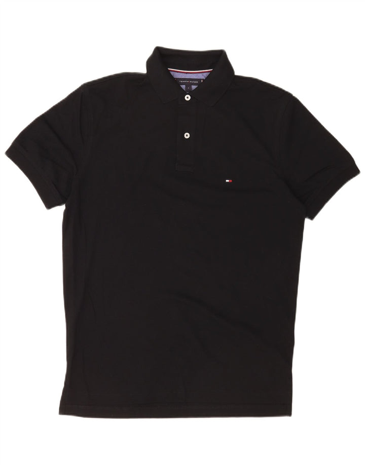 Tommy Hilfiger Polo para hombre pequeño de algodón negro