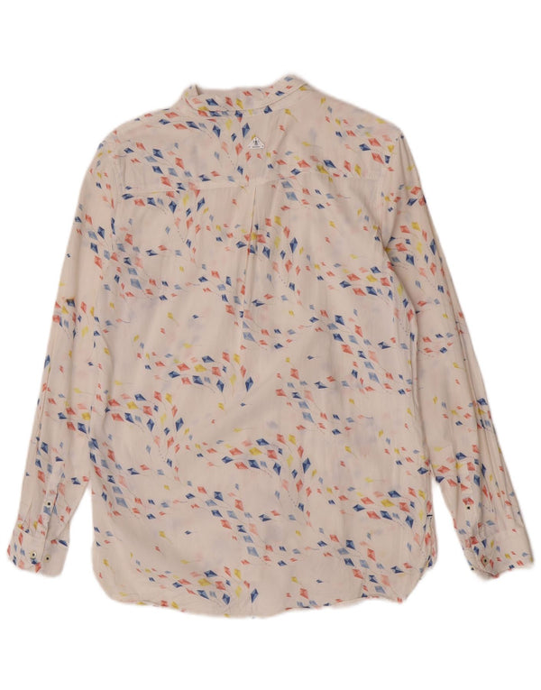 Barbour Camisa de ajuste relajado para mujer Reino Unido 10 Pequeño algodón geométrico blanco