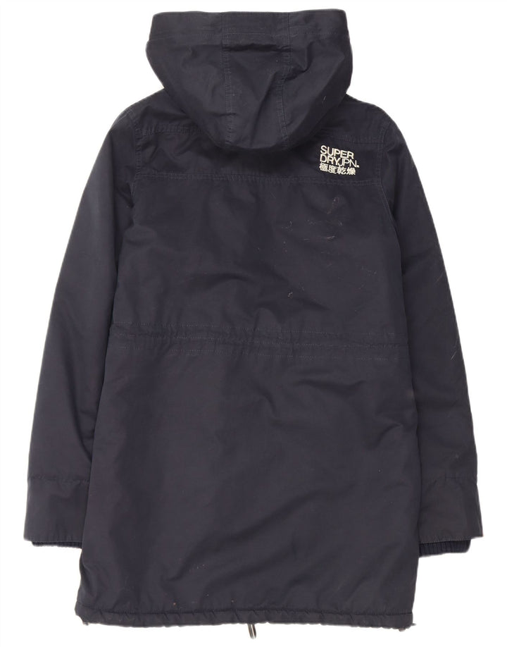 Superdry Parka Sherpa con capucha para hombre, talla 38, poliéster azul marino mediano