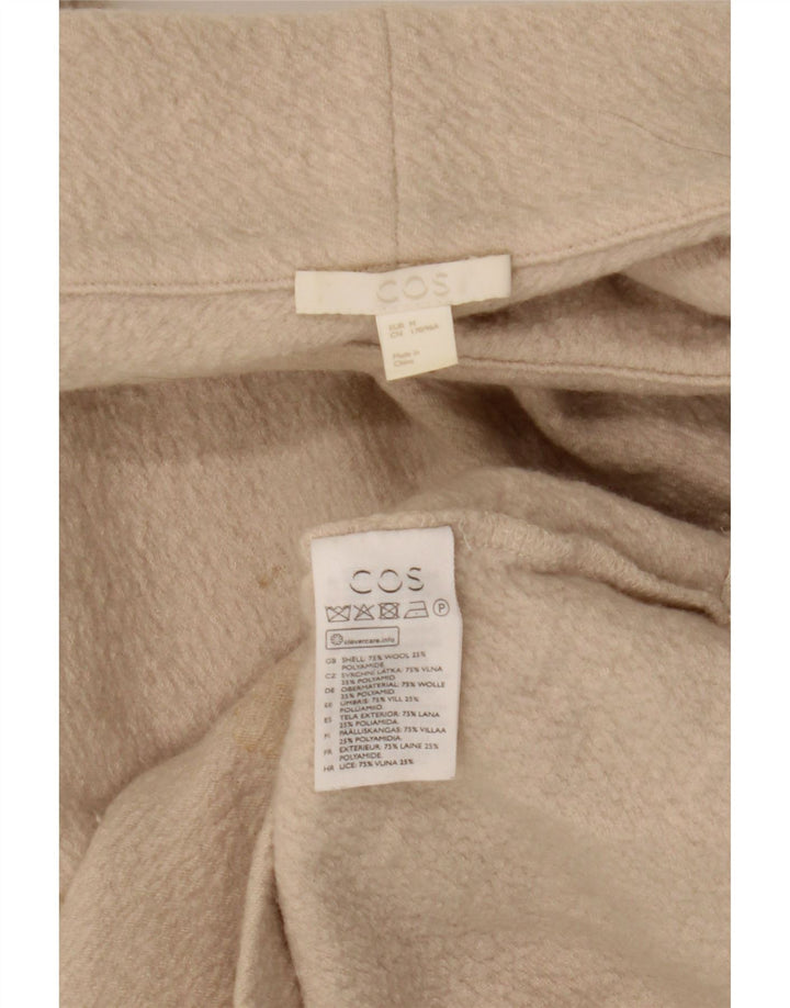 Cos Suéter tipo jersey con cuello alto y manga 3/4 para mujer UK 40 Lana beige mediana