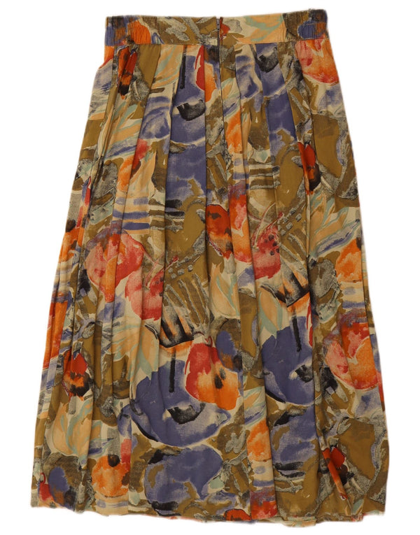VINTAGE Mujer Maxi Falda Plisada IT 44/46 Medio W28 Multicolor Floral