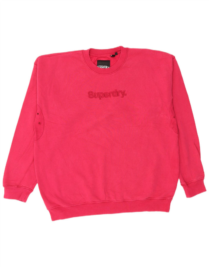 SUPERDRY Hombre Sudadera con gráfico tipo jersey de algodón rosa grande