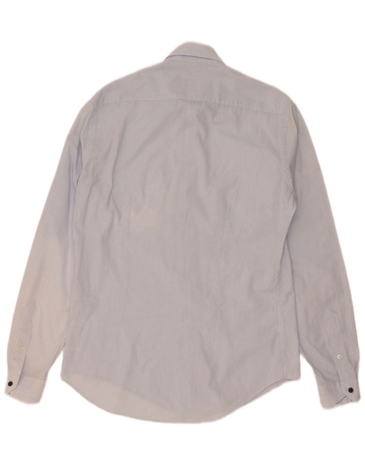 Zara Hombre Camisa Slim Fit Algodón Rayas Azul Medio