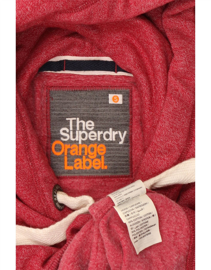 SUPERDRY Suéter con capucha y cremallera para mujer Reino Unido 10 Pequeño algodón moteado rojo