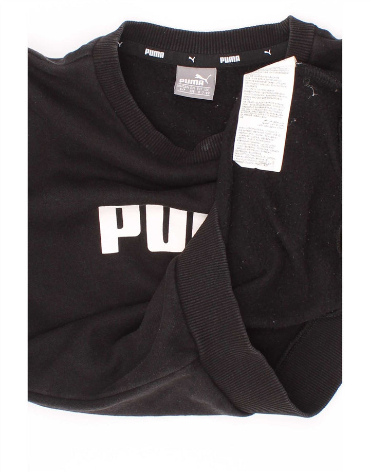 Puma Boys Graphic Sudadera Jumper 7-8 años Negro Algodón