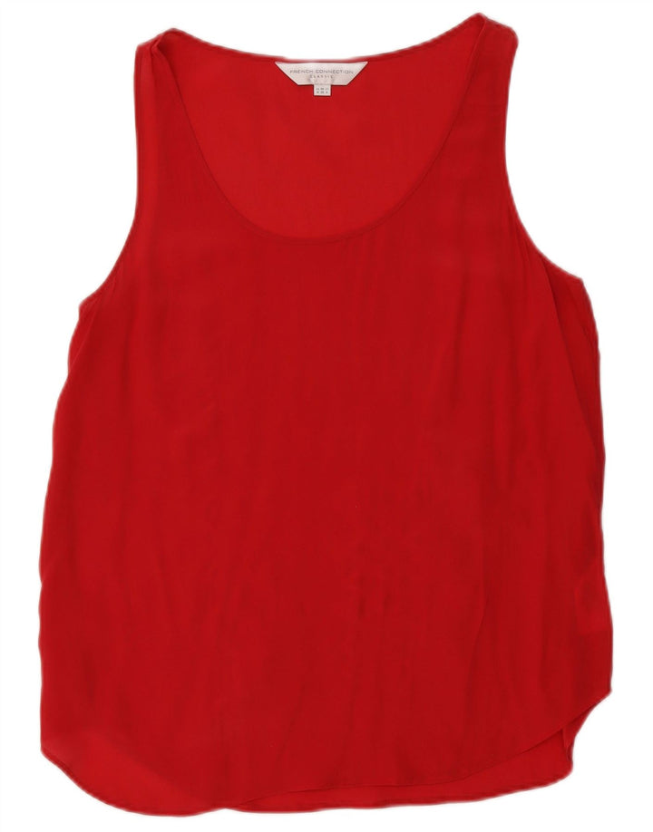 French Connection Blusa sin mangas para mujer UK 10 Small Seda roja