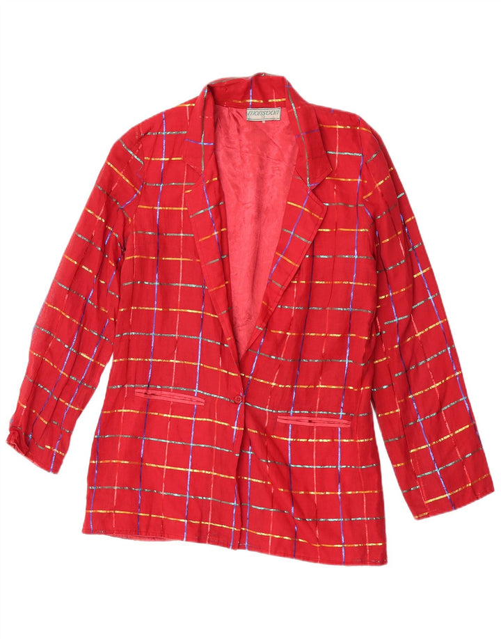 Monsoon Chaqueta tipo blazer de 1 botón para mujer UK 40 Mediana de algodón a cuadros rojos