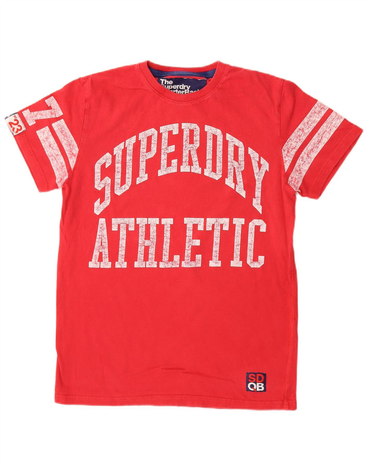 SUPERDRY Camiseta gráfica para hombre Top mediano de algodón rojo