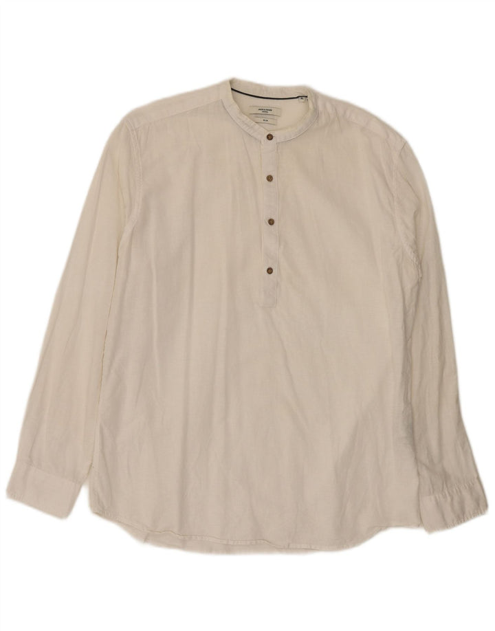 Jack & Jones Hombre Slim Fit Jersey Camisa XL Blanco Algodón