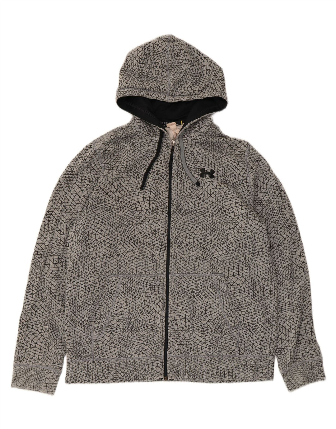 Under Armour Sudadera con capucha y cremallera para hombre, talla grande, gris, geométrico