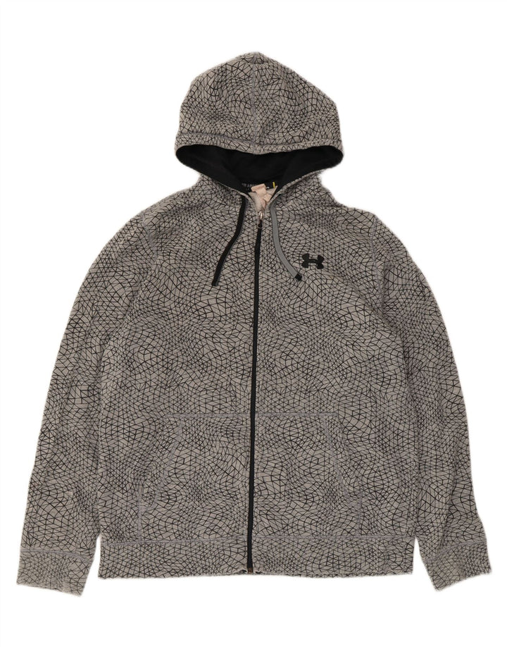 Under Armour Sudadera con capucha y cremallera para hombre, talla grande, gris, geométrico