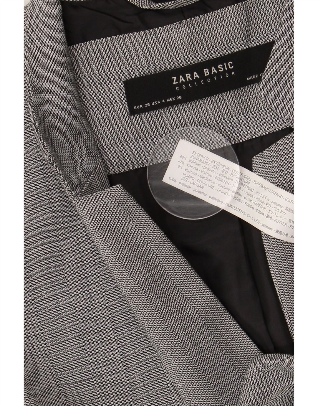 ZARA Mujer Chaqueta Blazer 1 Botón EU 36 XS Gris Poliéster