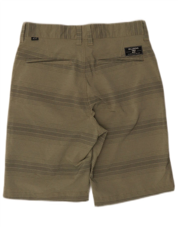 Billabong Pantalones cortos chinos para hombre W26 Poliéster a rayas caqui pequeño