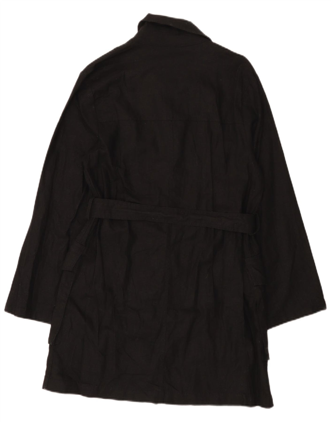 Zara Mujer Abrigo Utilitario UK 44 Mediano Lino Negro