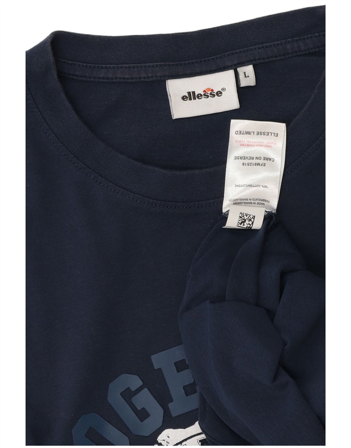 Ellesse - Camiseta gráfica para hombre, talla grande, algodón azul marino