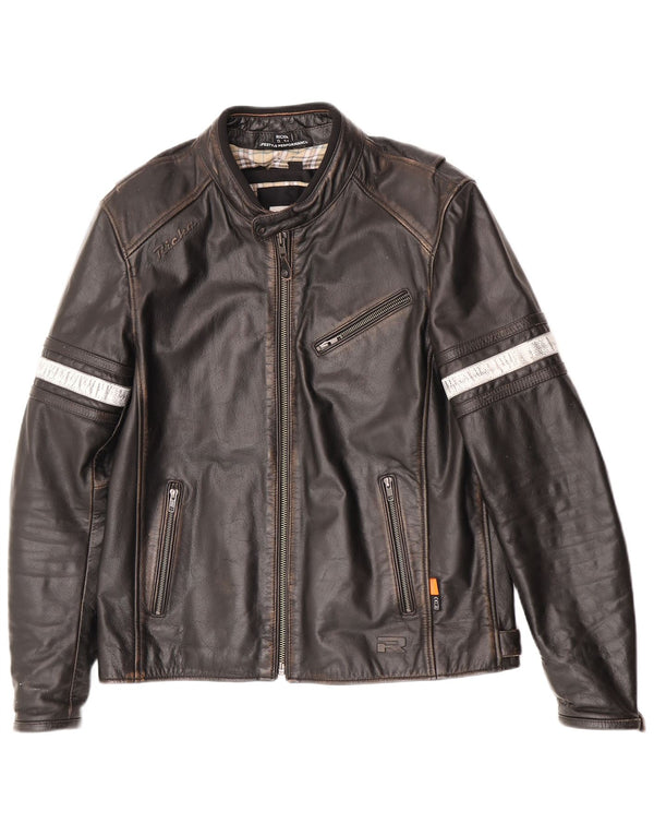 Richa Chaqueta de cuero para hombre UK 44 2XL Cuero color block marrón