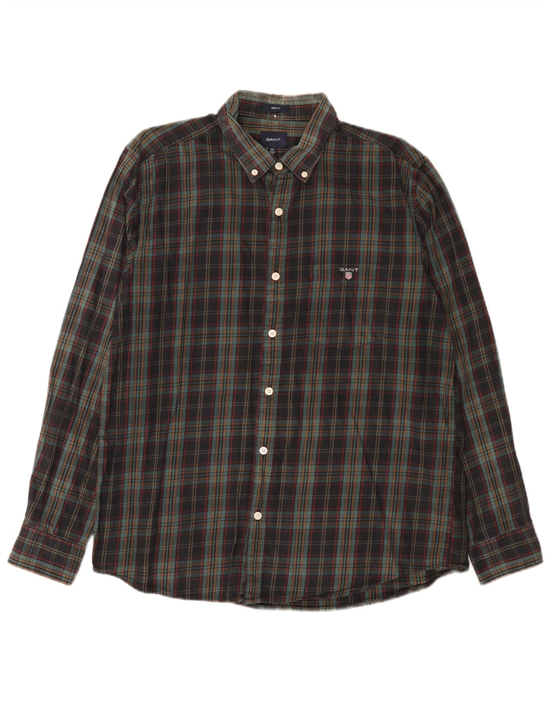 Gant Camisa de franela de ajuste regular para hombre, talla 42/43 17 2XL, cuadros multicolores