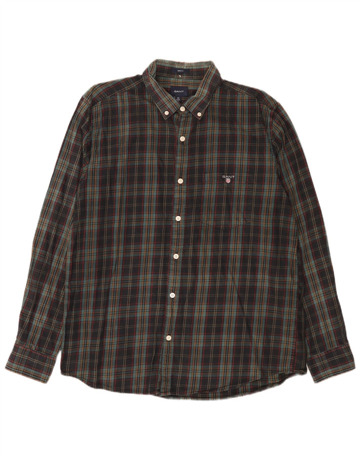 Gant Camisa de franela de ajuste regular para hombre, talla 42/43 17 2XL, cuadros multicolores