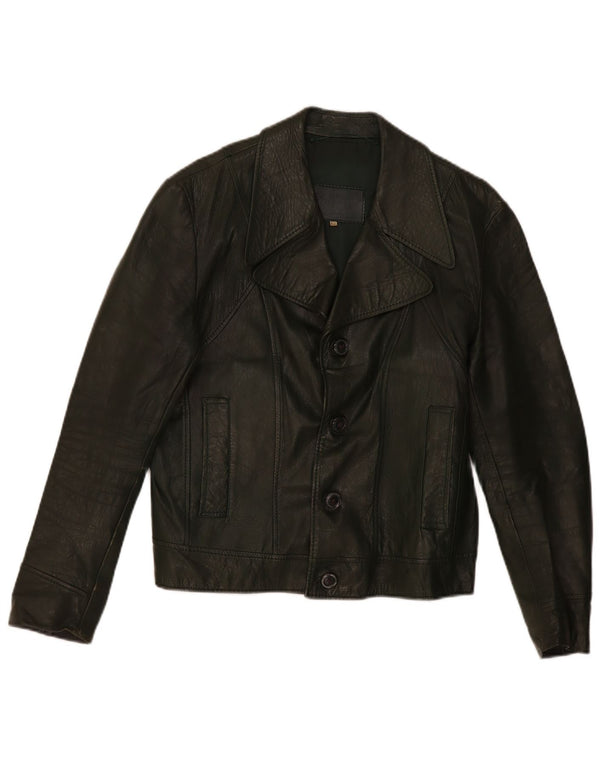Chaqueta de cuero vintage para hombre IT 52 XL Caqui