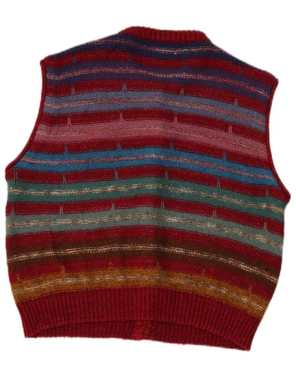 Vintage mujer Cardigan suéter Reino Unido 14 grande multicolor rayas