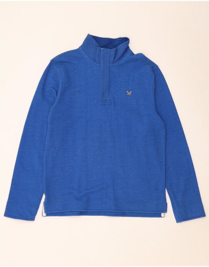 Crew Clothing - Sudadera con cuello y cremallera para hombre, jersey de algodón azul medio