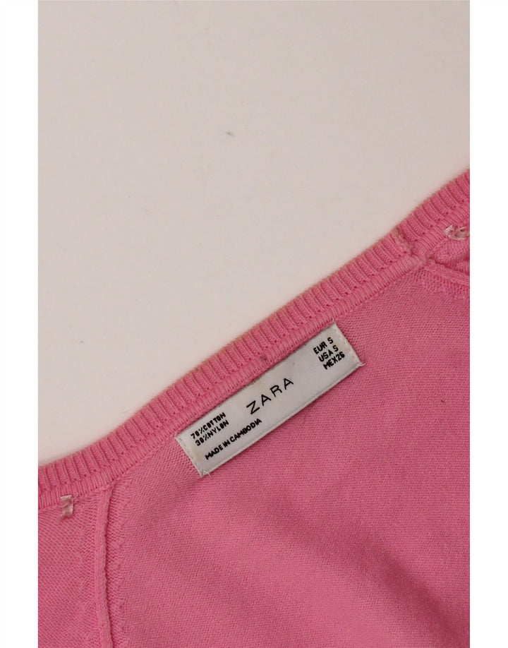 Zara Mujer Cárdigan Suéter UK 10 Small Rosa