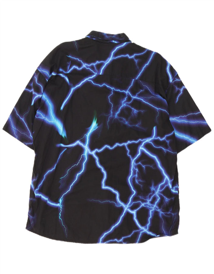 FSBN Camisa de manga corta extragrande para hombre de algodón geométrico negro grande