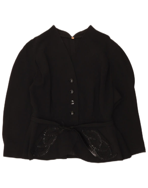 Vintage mujer 4 botones 3/4 manga Blazer chaqueta IT 44 medio negro